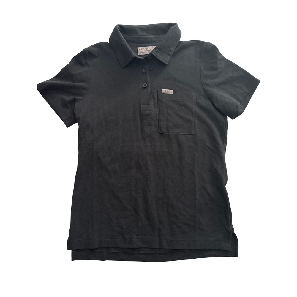 FIGS FIGSPRO Black Short Sleeve Polo Shirt Womens XSmall Medical Professional